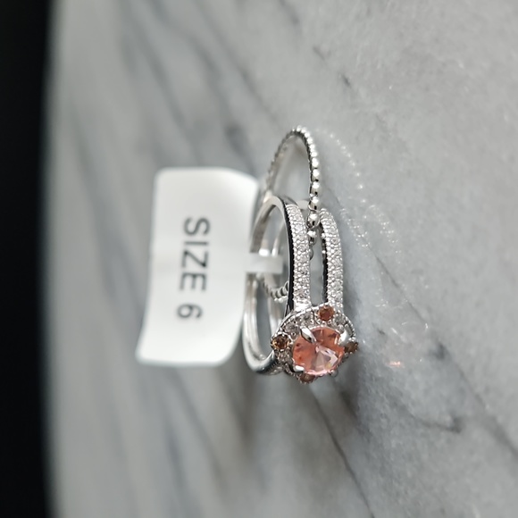 925 Sterling silver 2 piece band set - Picture 3 of 4